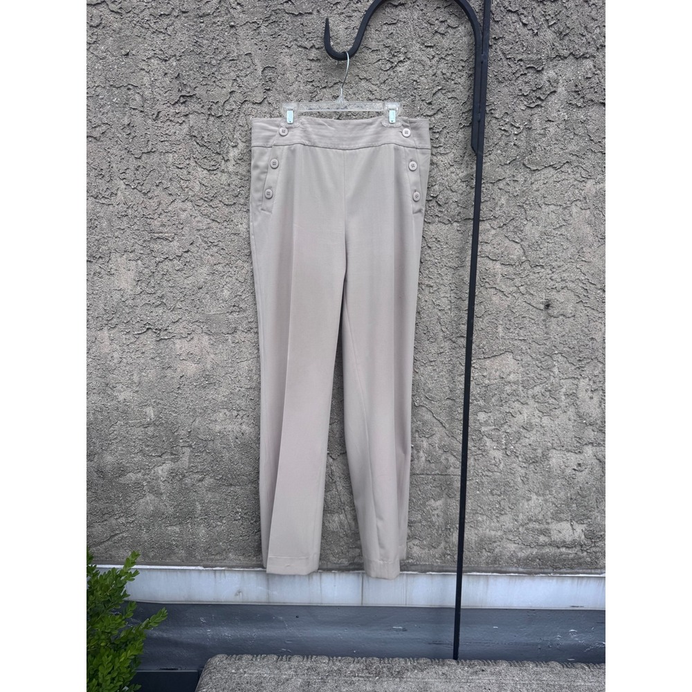 Grace Elements Trousers Women 8 Beige Sailor Button Detail Straight Leg Pants